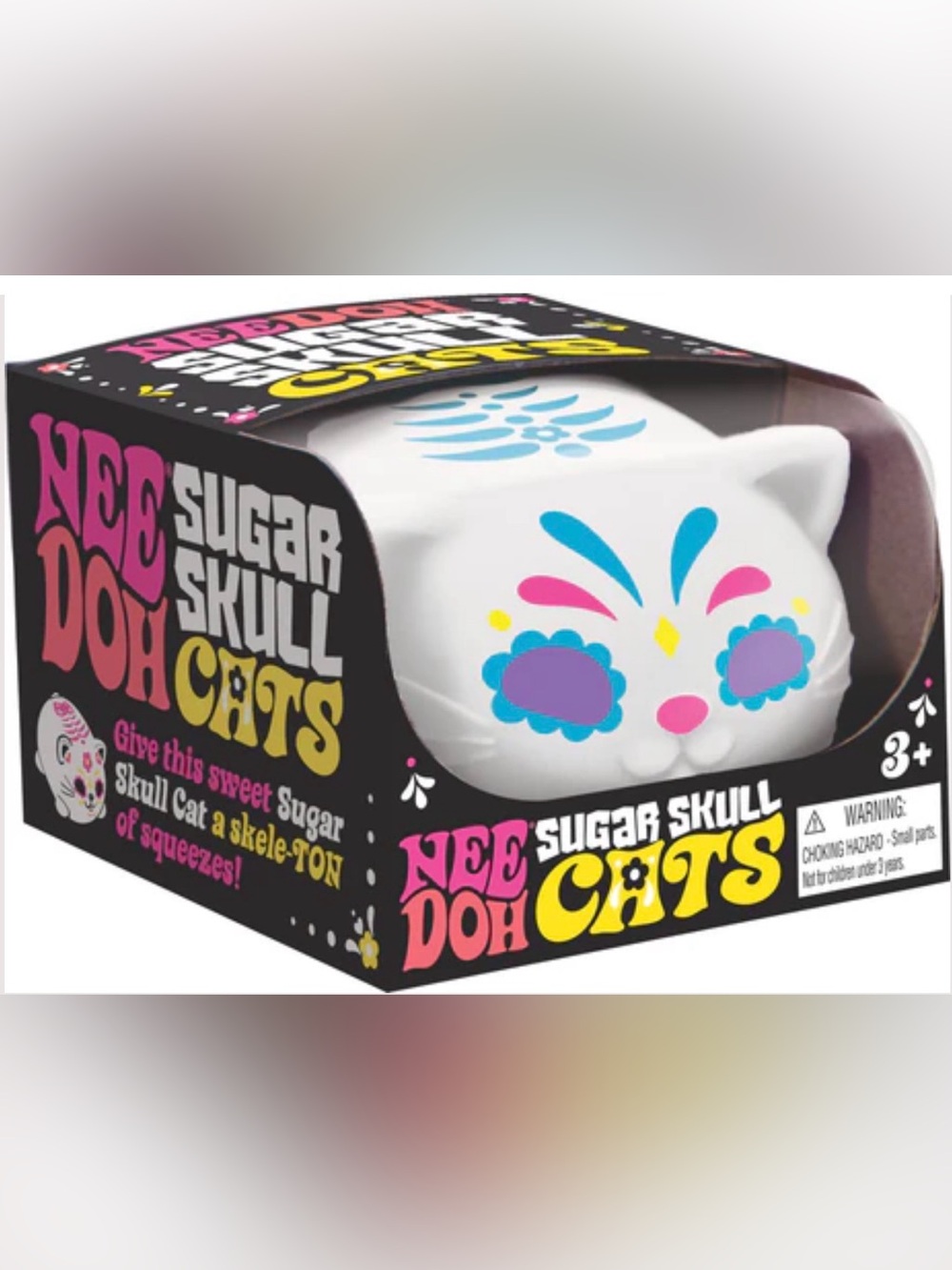NeeDoh Sugar Skull Cats Squeeze Toy - White/Purple/Blue